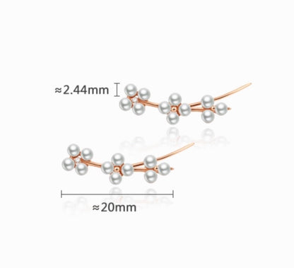 K18PG 真珠 ピンクゴールド 18K 18金 ダイヤモンド ダイヤ PG K18 フックピアス イヤーカフ 花 クローバー 四ツ葉 スマイル 淡水パール ミニ 小