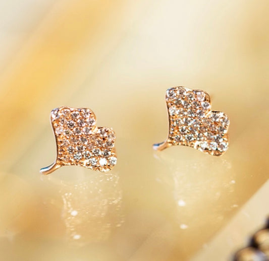 K18PG イチョウ ピンクゴールド 18K 18金 ジルコニア PG K18 ピアス スタッドピアス 銀杏