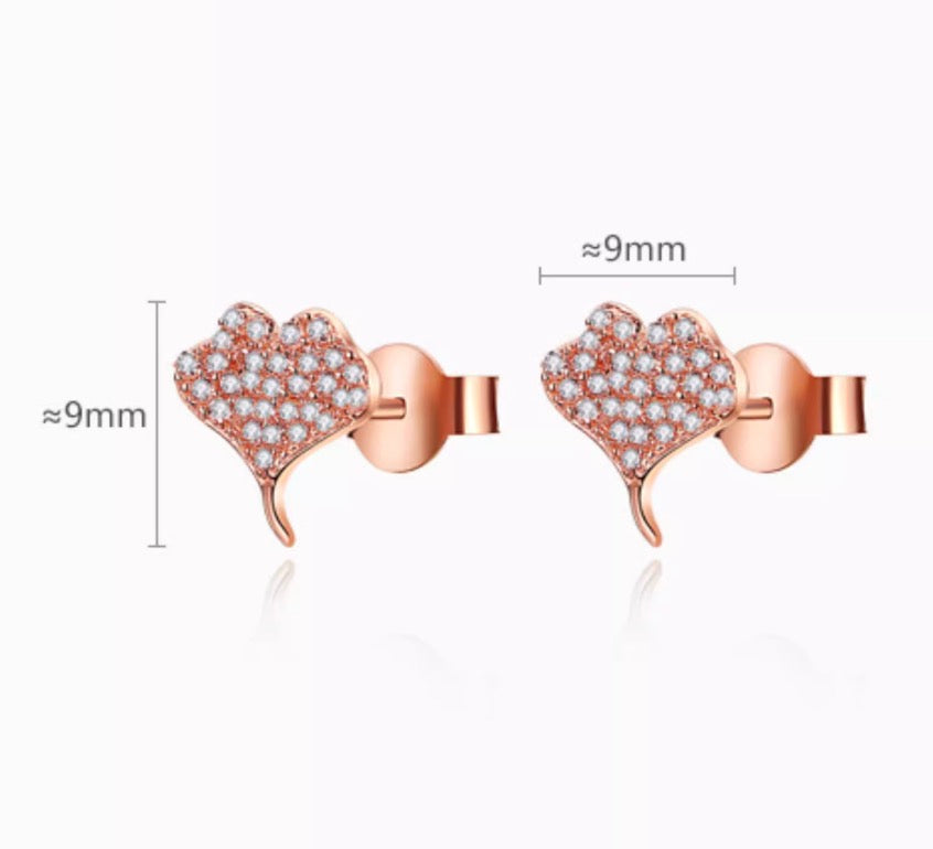 K18PG イチョウ ピンクゴールド 18K 18金 ジルコニア PG K18 ピアス スタッドピアス 銀杏