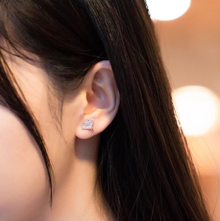 K18PG イチョウ ピンクゴールド 18K 18金 ジルコニア PG K18 ピアス スタッドピアス 銀杏