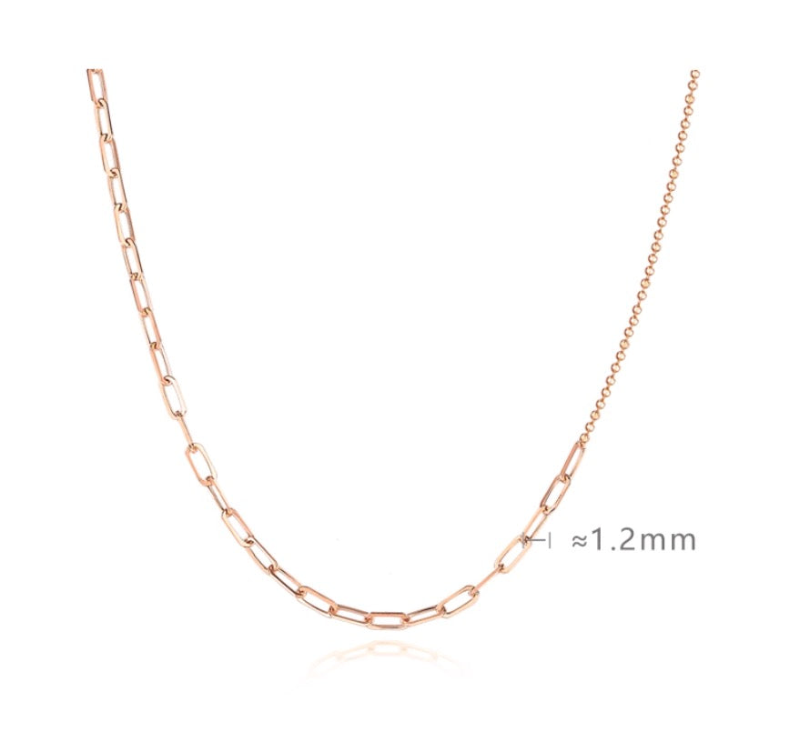 K18PG ボールチェーン ペーパークリップ ネックレス ミックスチェーン 18K チェーンネックレス PG ピンクゴールド 2way