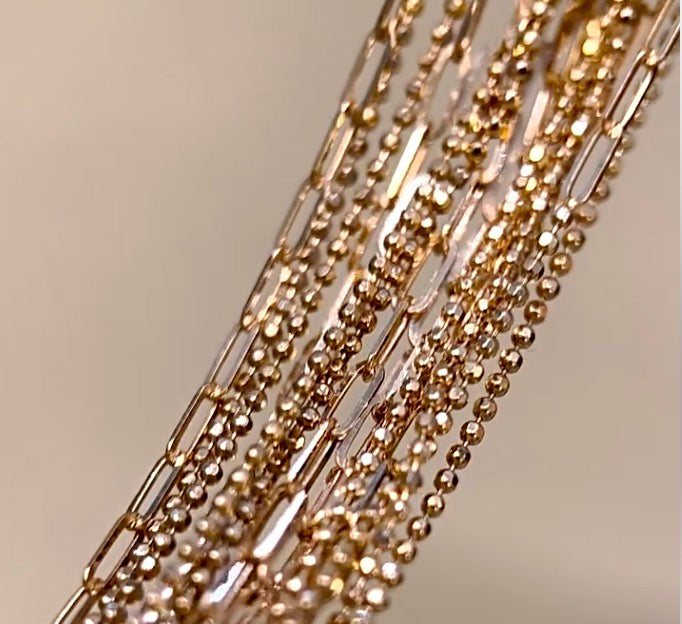 K18PG ボールチェーン ペーパークリップ ネックレス ミックスチェーン 18K チェーンネックレス PG ピンクゴールド 2way