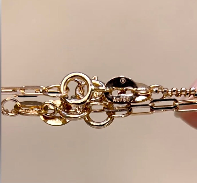 K18PG ボールチェーン ペーパークリップ ネックレス ミックスチェーン 18K チェーンネックレス PG ピンクゴールド 2way