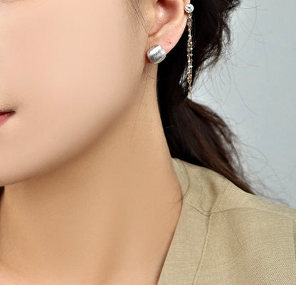 K18YG ピアス スタッドピアス 18K 18金 中空ピアス YG K18 ヘアライン加工 やすり加工 艶消し ヘアライン つや消し 四角形 スクエア 正方形 WG