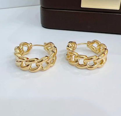 K18YG ピアス フープピアス リングピアス 18K 18金 YG K18 喜平チェーン チェーンモチーフ 中空ピアス イエローゴールド 大ぶり