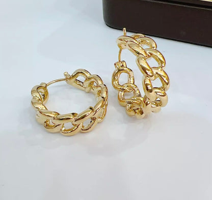 K18YG ピアス フープピアス リングピアス 18K 18金 YG K18 喜平チェーン チェーンモチーフ 中空ピアス イエローゴールド 大ぶり