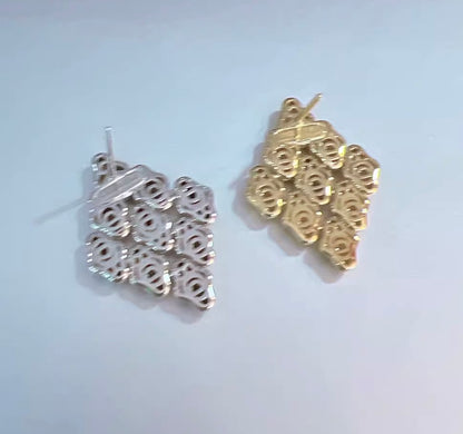 K18YG WG ピアス スタッドピアス 18K 菱形 YG K18 やすり加工 ヘアライン つや消し ホワイトゴールド イエローゴールド 中空ピアス 大ぶり