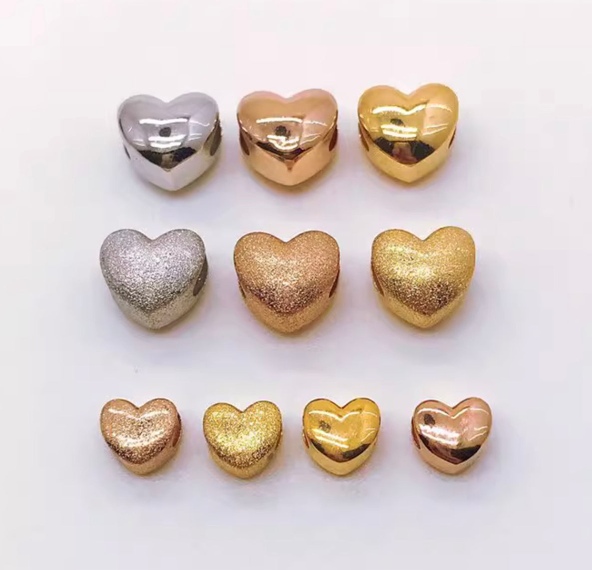 K18YG WG PG ハートチャーム 鏡面 艶消し やすり加工 18K YG パーツ ペンダント ハート イエローゴールド ホワイトゴールド ピンクゴールド