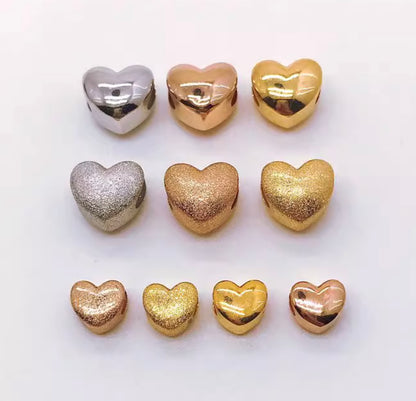 K18YG WG PG ハートチャーム 鏡面 艶消し やすり加工 18K YG パーツ ペンダント ハート イエローゴールド ホワイトゴールド ピンクゴールド