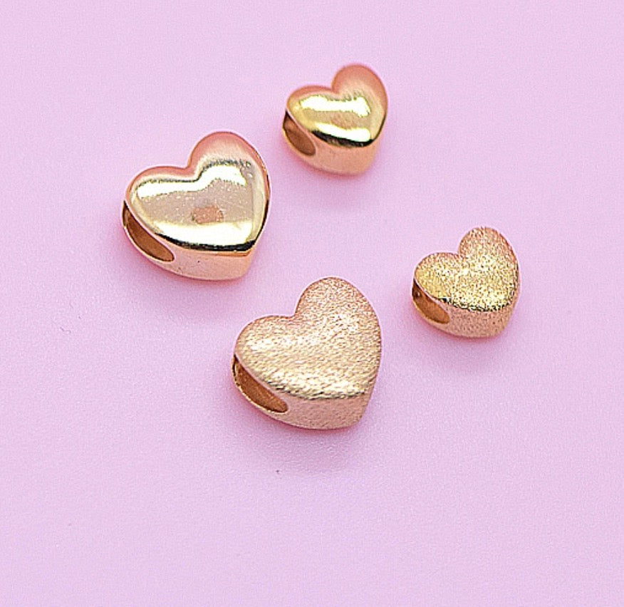 K18YG WG PG ハートチャーム 鏡面 艶消し やすり加工 18K YG パーツ ペンダント ハート イエローゴールド ホワイトゴールド ピンクゴールド