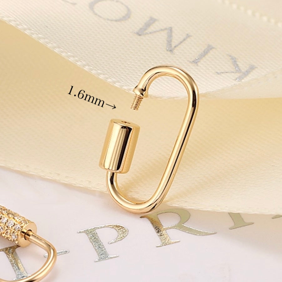 18k gold jewelry screw clasp oval