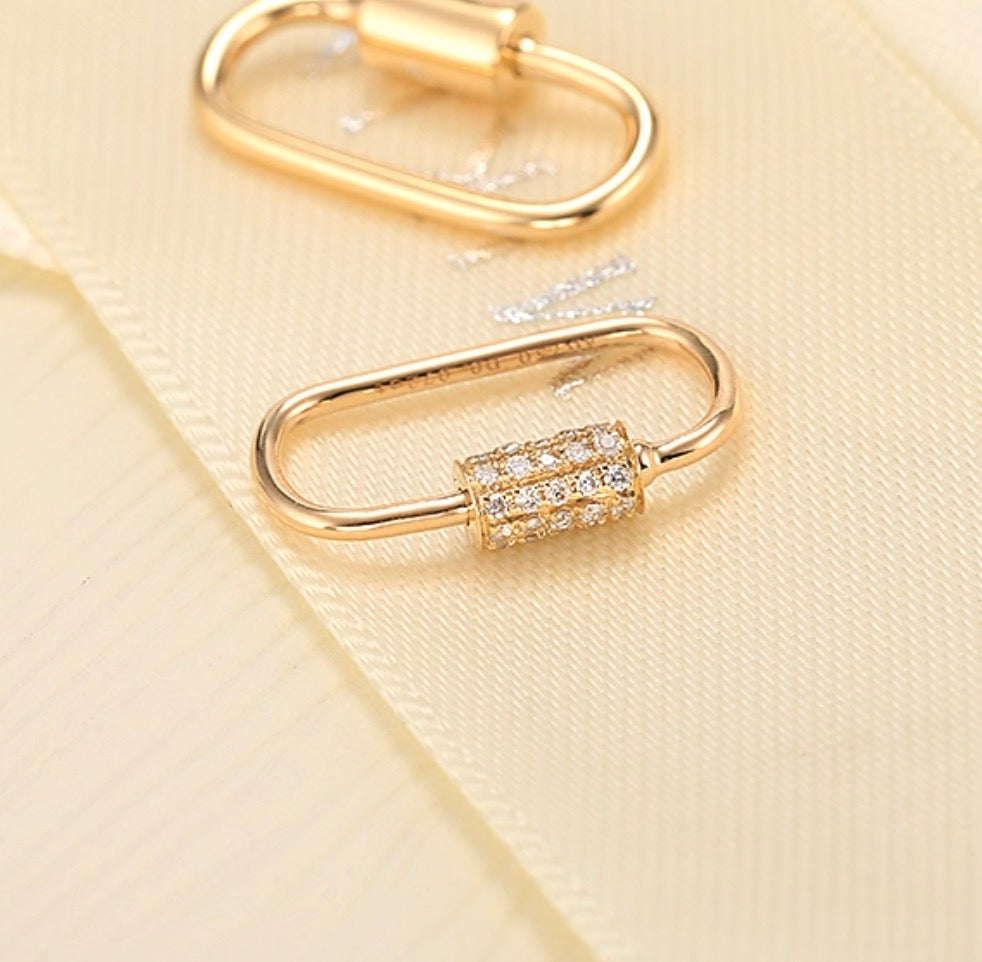 18k gold jewelry screw clasp oval