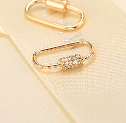 K18YG WG クラスプ ダイヤモンド・鏡面 18K YG K18 パーツ ダイヤ イエローゴールド ホワイトゴールド コイル式 ネジ ねじ式 オーバル 繋ぎ