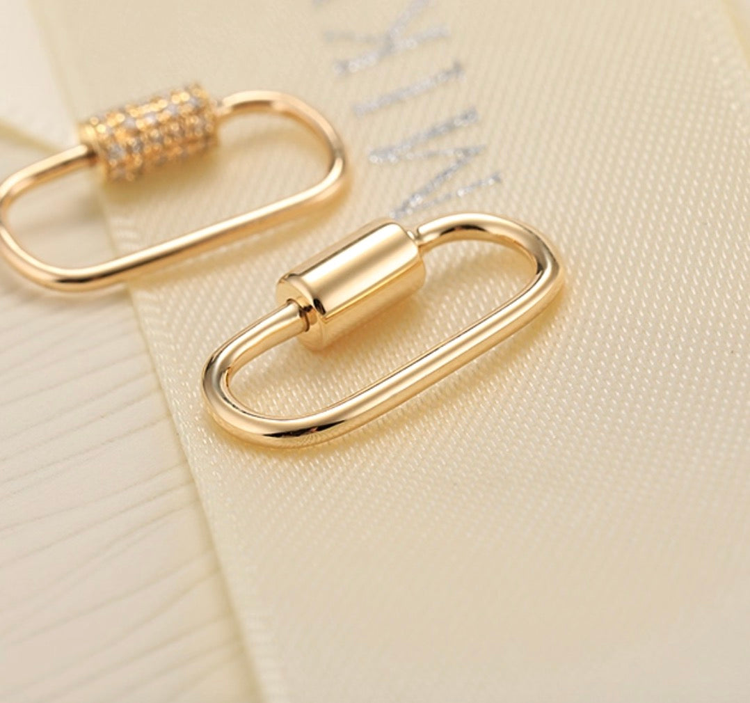 18k gold jewelry screw clasp oval