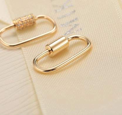 18k gold jewelry screw clasp oval