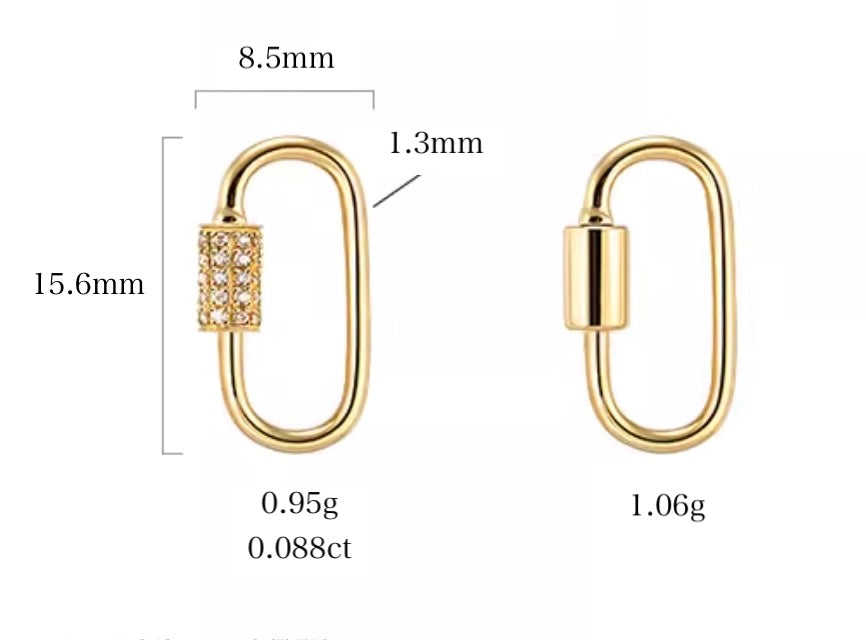 18k gold jewelry screw clasp oval
