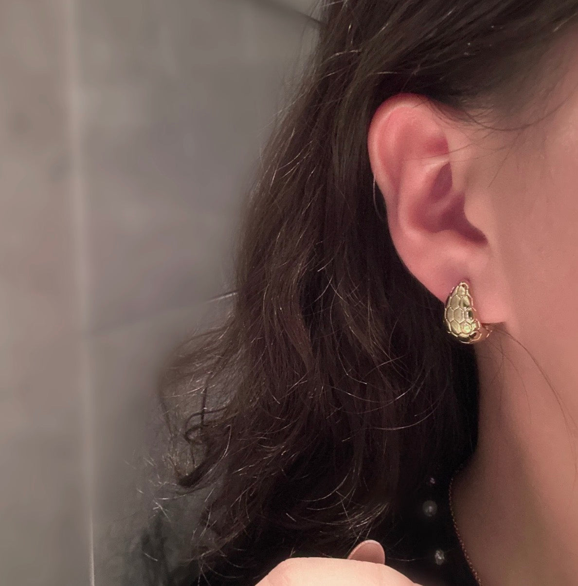 18k gold jewelry teardrop hollow earrings