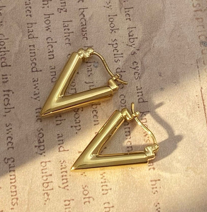 18k gold jewelry hoops earrings triangle