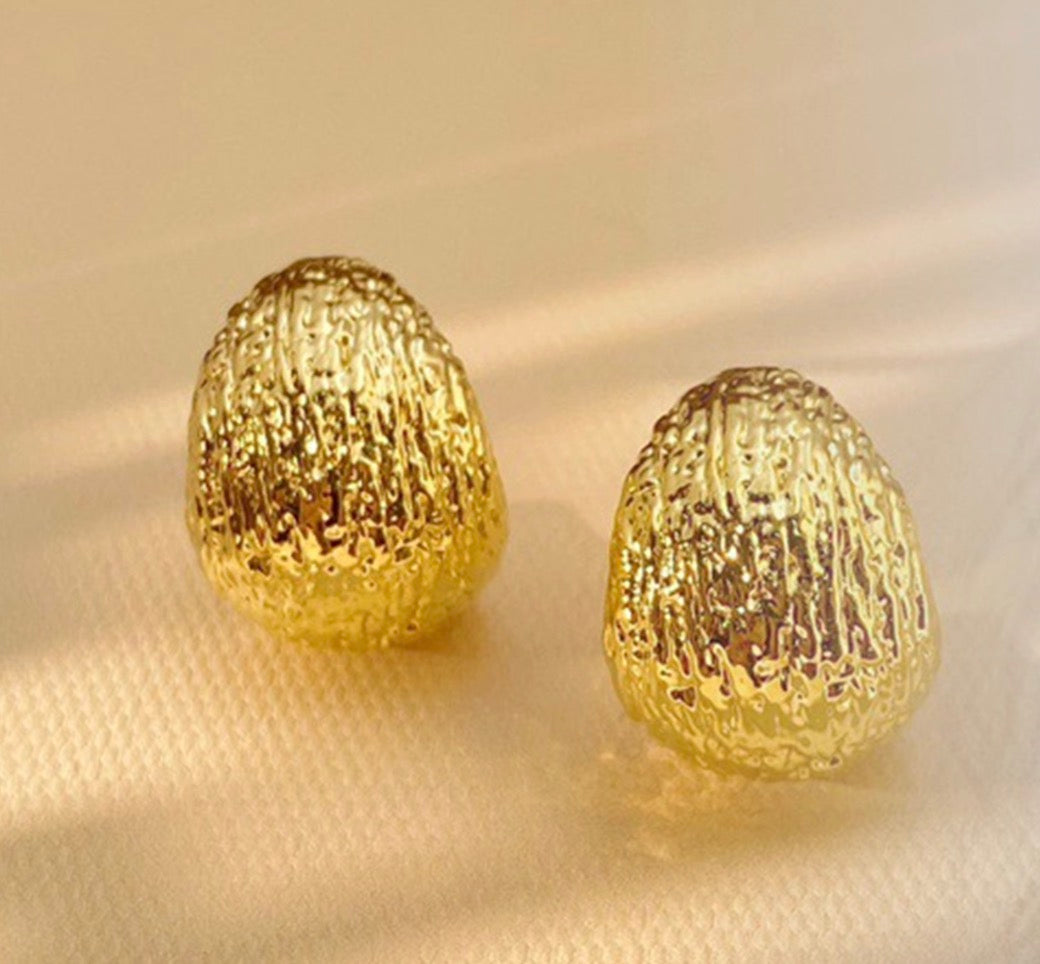 18k gold jewelry beans earrings hollow