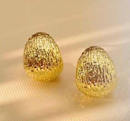 18k gold jewelry beans earrings hollow