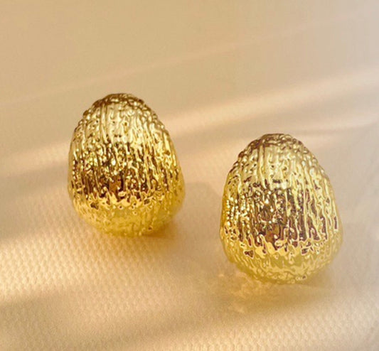 18k gold jewelry beans earrings hollow