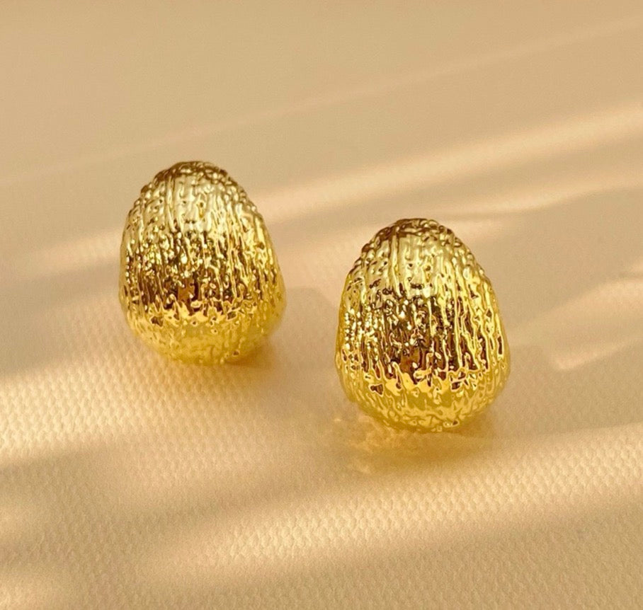 18k gold jewelry beans earrings hollow