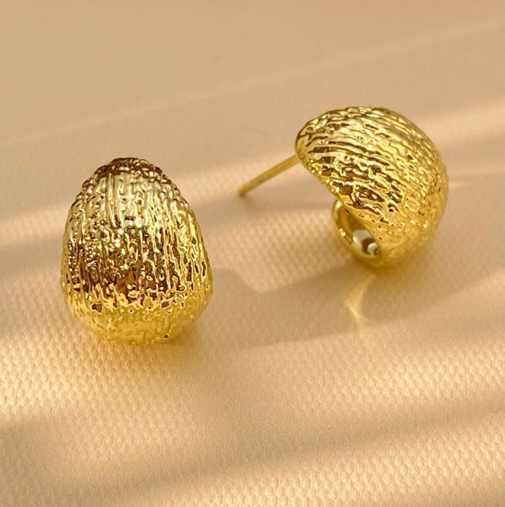 18k gold jewelry beans earrings hollow