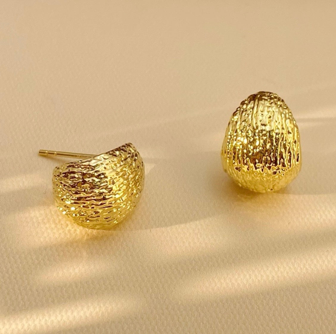 18k gold jewelry beans earrings hollow