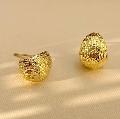 18k gold jewelry beans earrings hollow