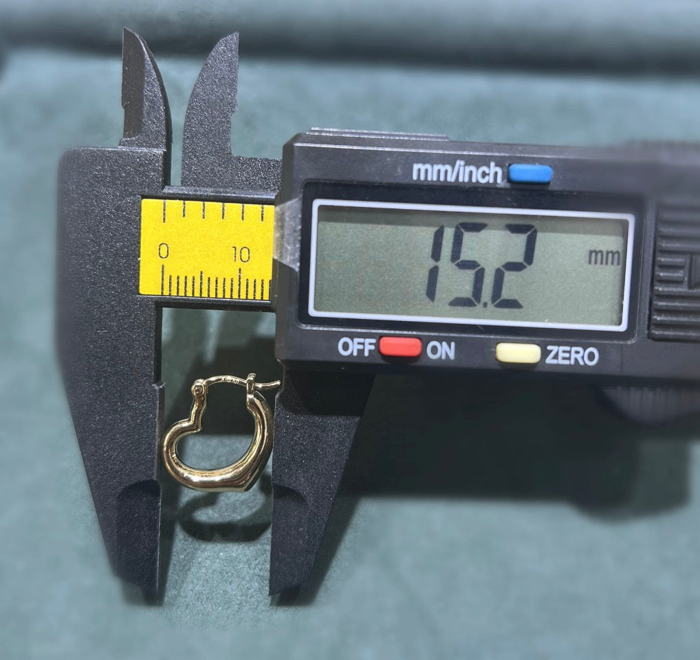 18k gold jewelry earrings heart hollow