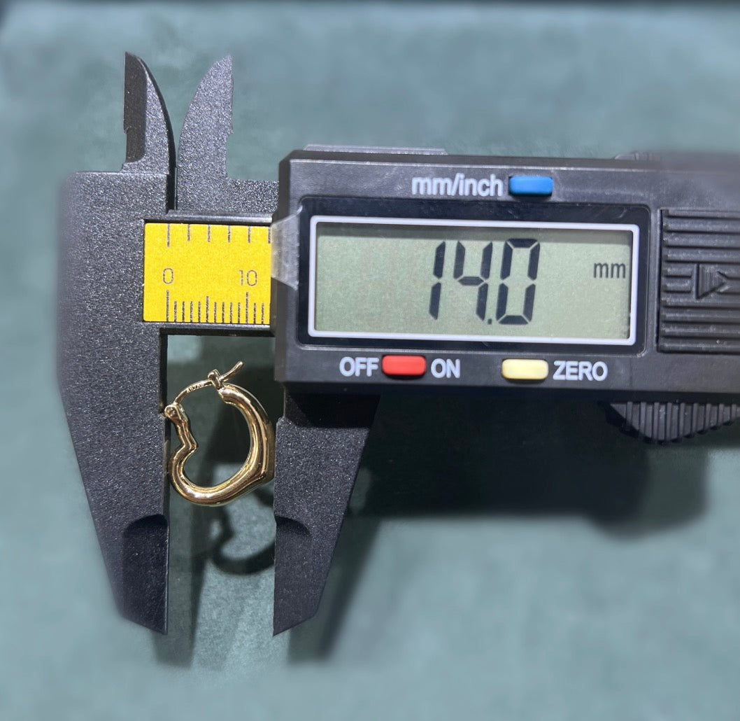 18k gold jewelry earrings heart hollow