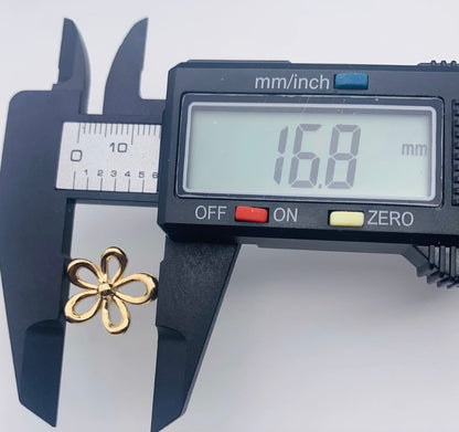 18k gold jewelry hollow floral studs large