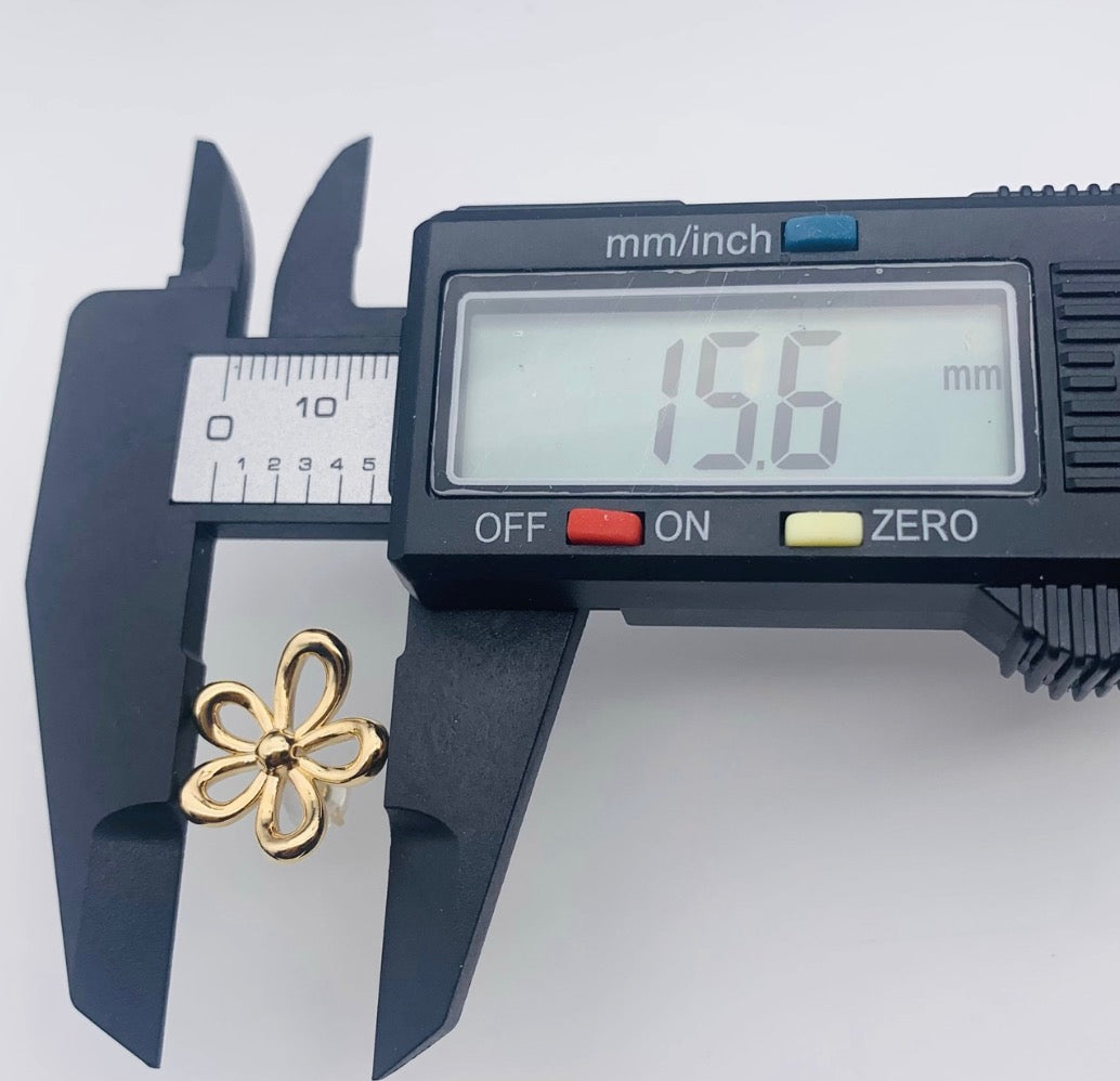 18k gold jewelry hollow floral studs large