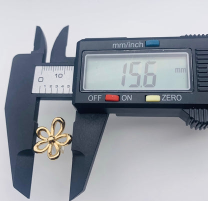 18k gold jewelry hollow floral studs large