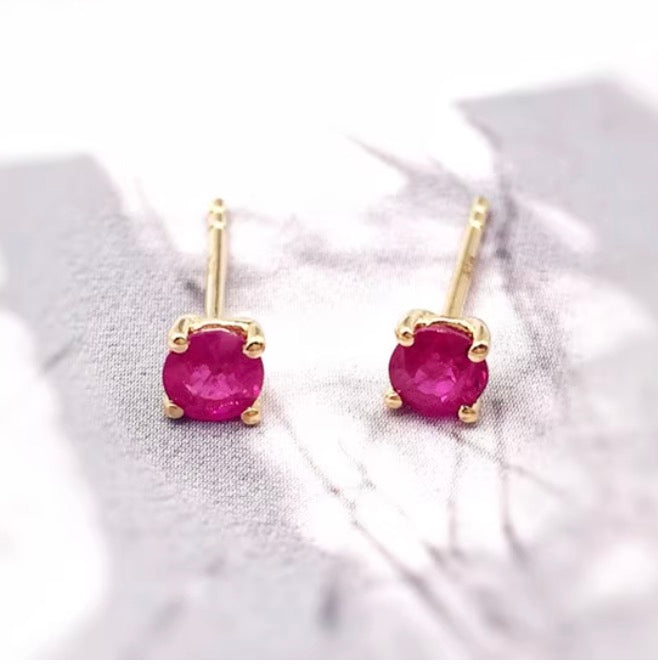 18k gold jewelry ruby studs earrings