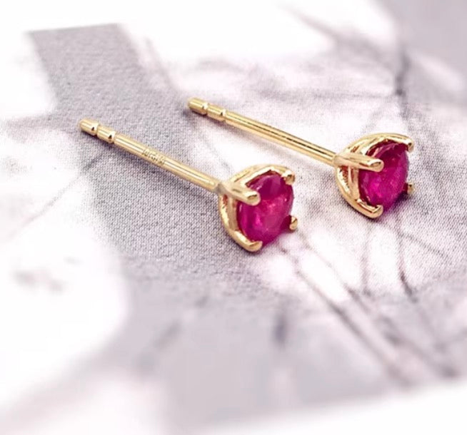18k gold jewelry ruby studs earrings