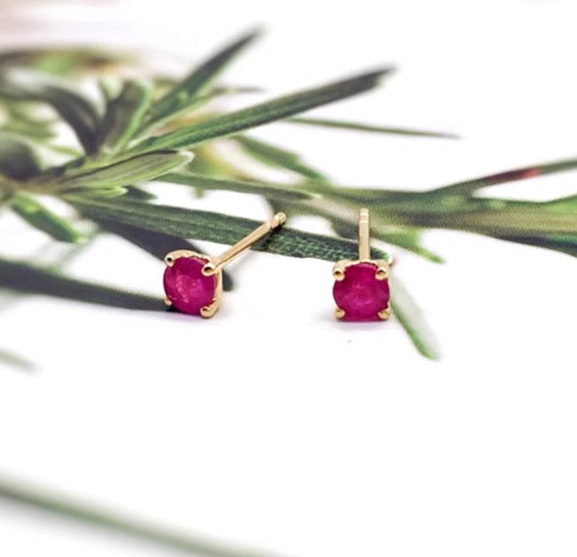 18k gold jewelry ruby studs earrings