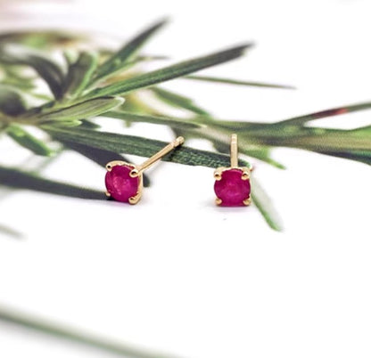 18k gold jewelry ruby studs earrings