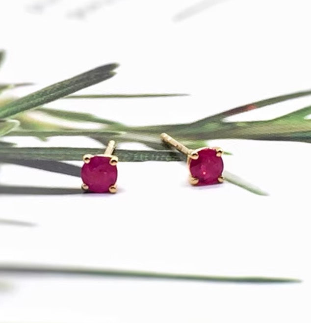 18k gold jewelry ruby studs earrings