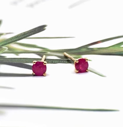 18k gold jewelry ruby studs earrings