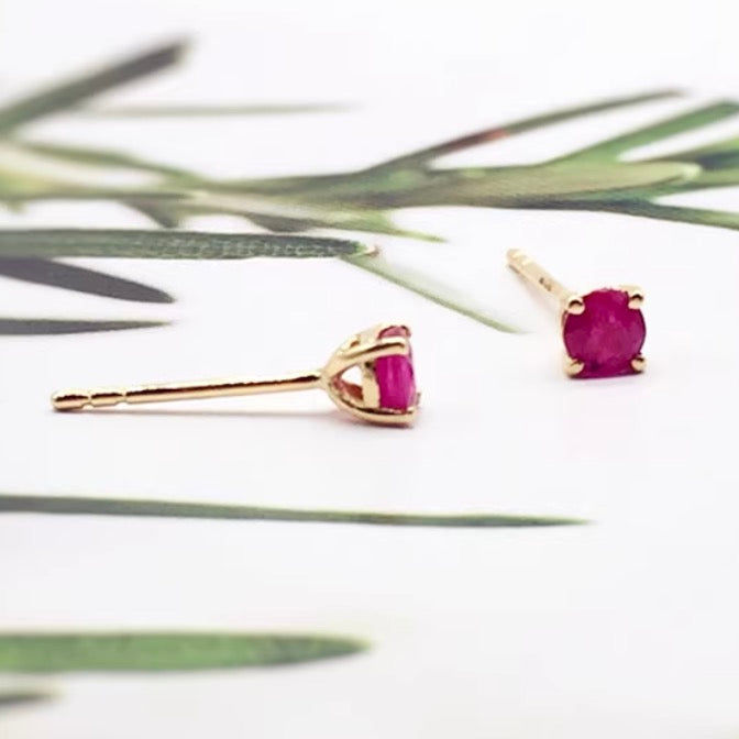 18k gold jewelry ruby studs earrings
