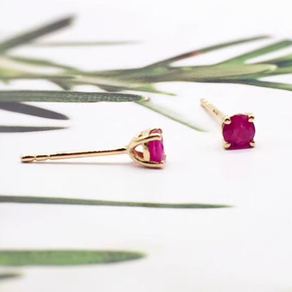 18k gold jewelry ruby studs earrings