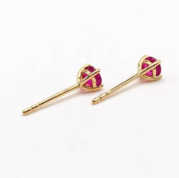 18k gold jewelry ruby studs earrings
