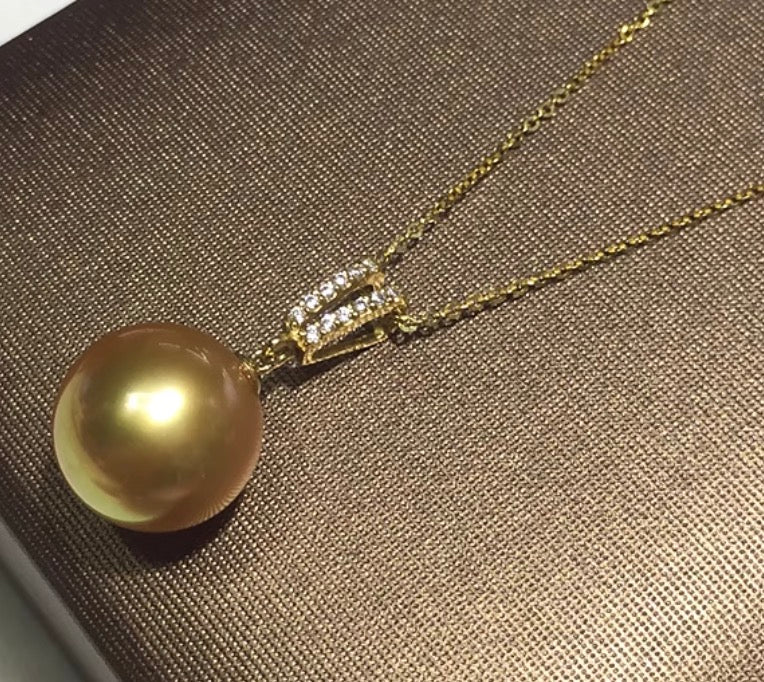 18k gold jewelry golden pearl necklace pendant