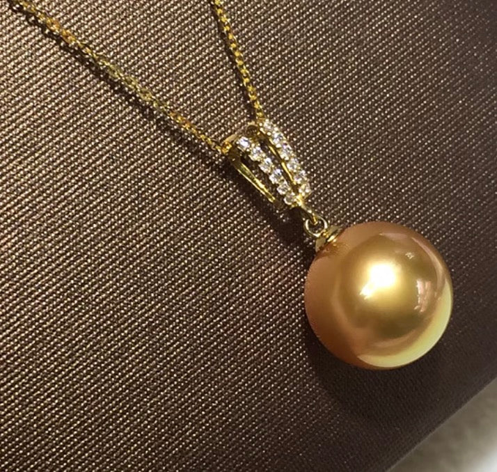 18k gold jewelry golden pearl necklace pendant