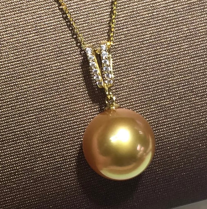 18k gold jewelry golden pearl necklace pendant