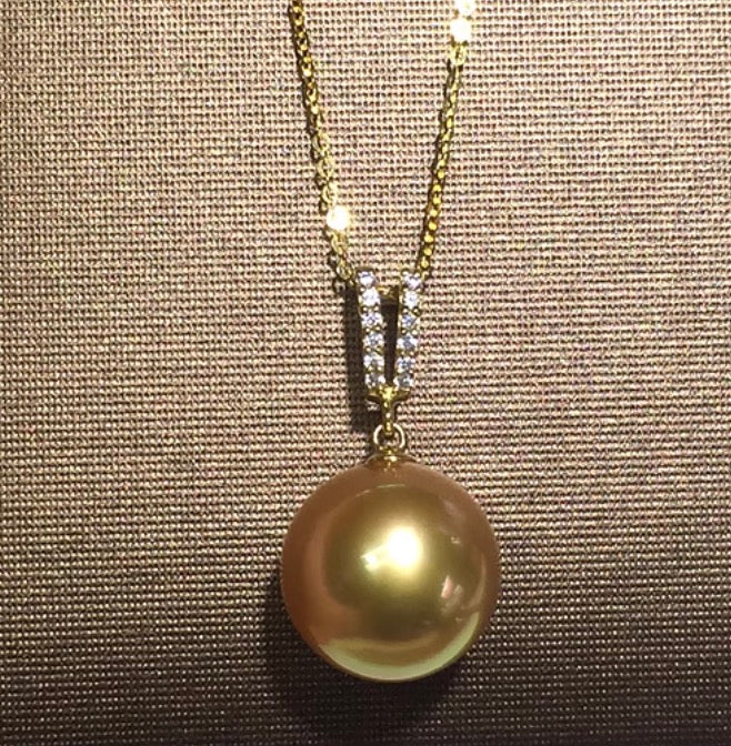 18k gold jewelry golden pearl necklace pendant
