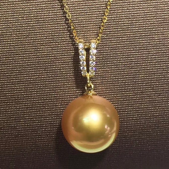 18k gold jewelry golden pearl necklace pendant
