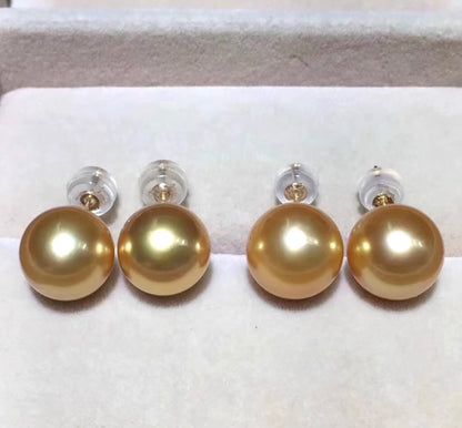 18k gold golden pearl studs earrings
