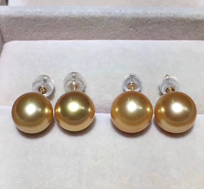 18k gold golden pearl studs earrings